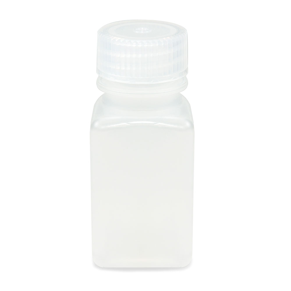 Globe Scientific Bottle, Wide Mouth, Square, PP, Attached PP Screw Cap, 60mL, 12/Pack Bottle;Square Bottle;PP;60ml;Attached screwcap;Wide mouth